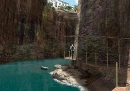 An artist's imppression of what the walkway at the foot of the gorge will look like.